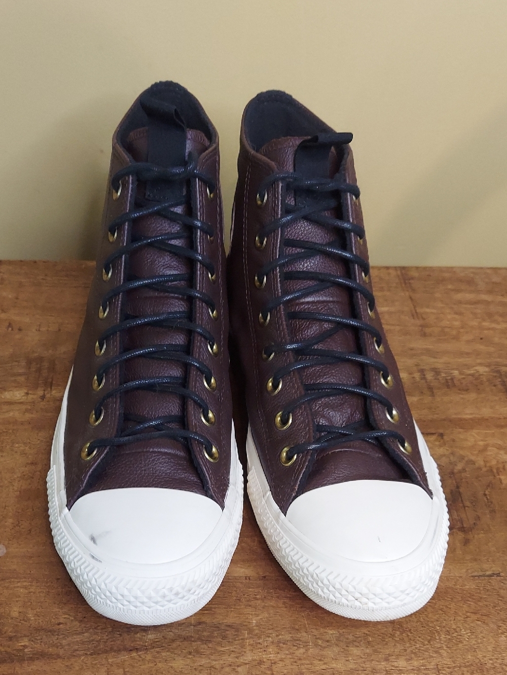 Converse High-Top Leather Sneakers in Dark Brown - Men's 11 - Picture 2 of 8